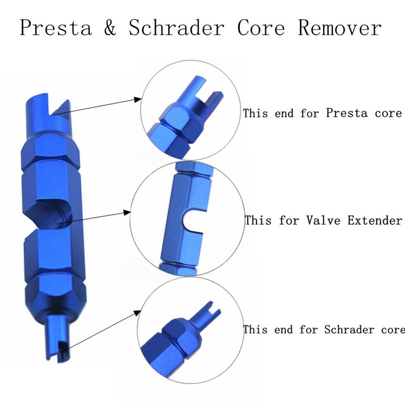 Aracey 36 Pieces Presta Valve Core Kits,Handy Alloy Valve Core Remover,10Pcs Presta Valve Cores,5Pcs Presta Valve Adapters,5Pcs Presta Valve Caps,10Pcs Schrader Valve Cores,5Pcs Schrader Valve Caps - Image 3